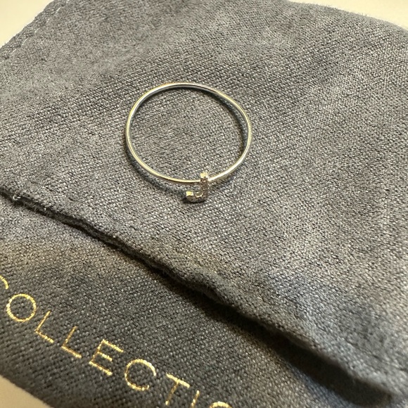 EF Collection | 14k White Gold Diamond J Initial Ring | Size 7 - Picture 4 of 6